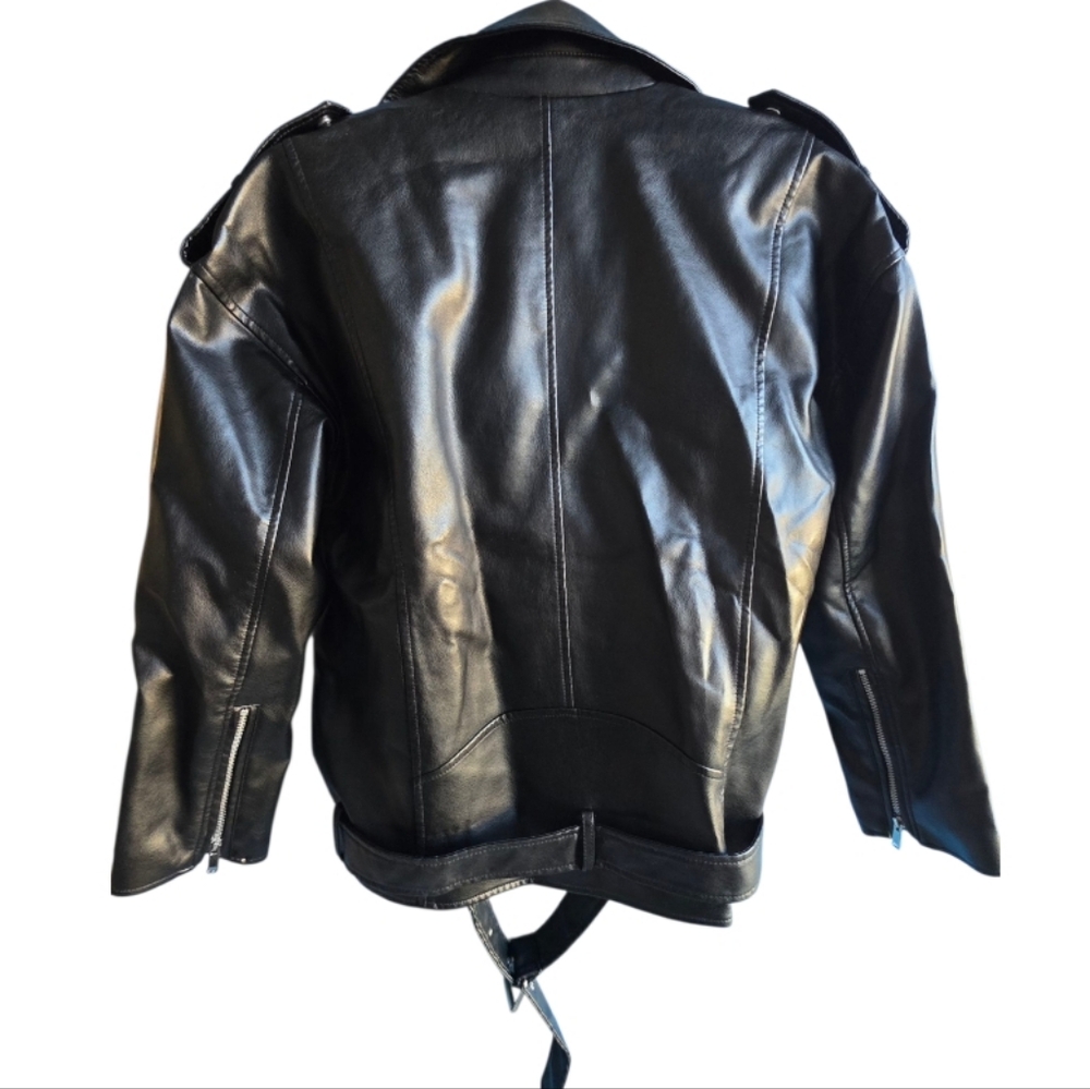 Women's Black Faux Leather Jacket Biker Jacket Size Small NEW! - Picture 3 of 8